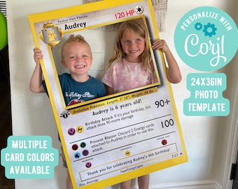 Pokemon Card Birthday Photo Frame Template Print 24x36 Editable through Corjl, Pokemon Card Custom, Pokemon Birthday Invitation, Pikachu