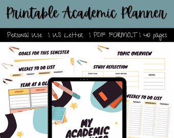Printable Academic Planner --- great for highschoolers, college students, or graduate students!