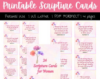 Printable Bible Verse Cards - Pink with Watercolor Flowers