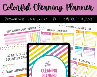 Colorful Printable Cleaning Planner & Declutter Challenge