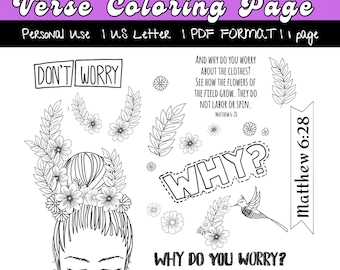 Matthew 6:28 Interactive Bible Verse Coloring Page
