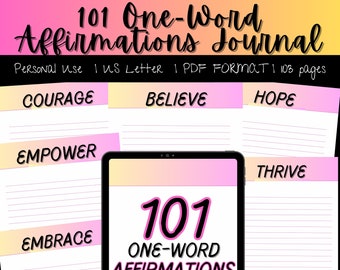 101 One-Word Affirmations Printable Journal