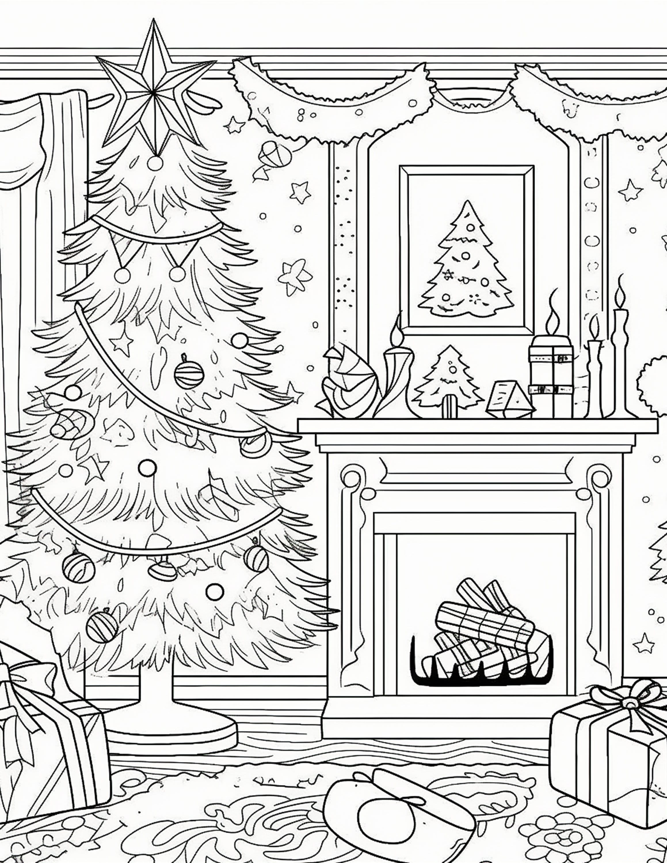 55-pages of Printable Christmas Scene Coloring Pages - Etsy