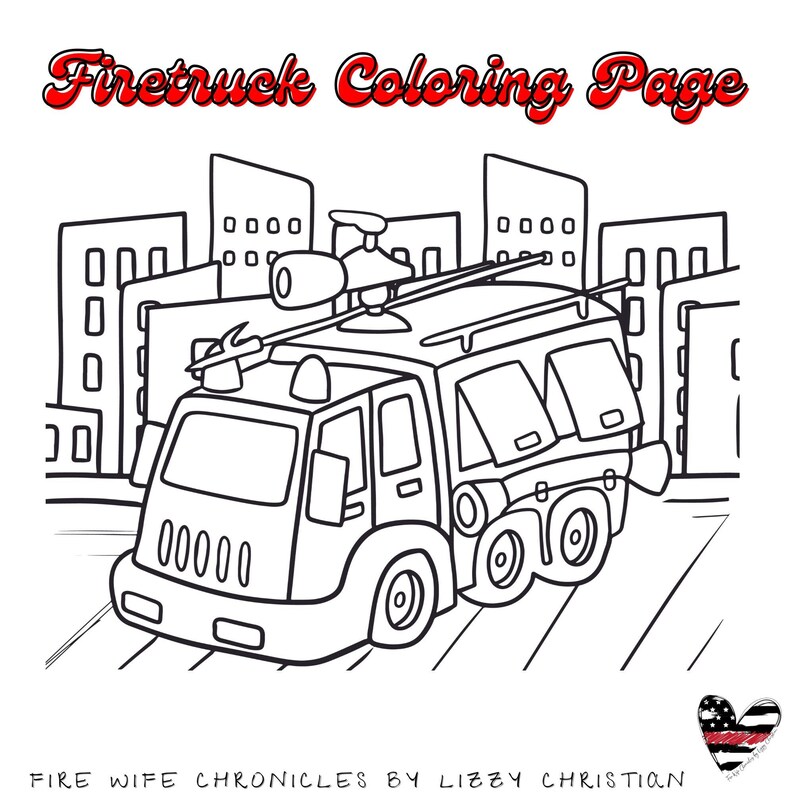 Firetruck Coloring Page - Etsy