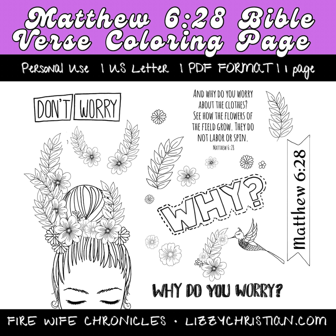 Matthew 6:28 Interactive Bible Verse Coloring Page - Etsy