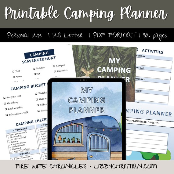 Camping/glamping Printable Planner | Etsy