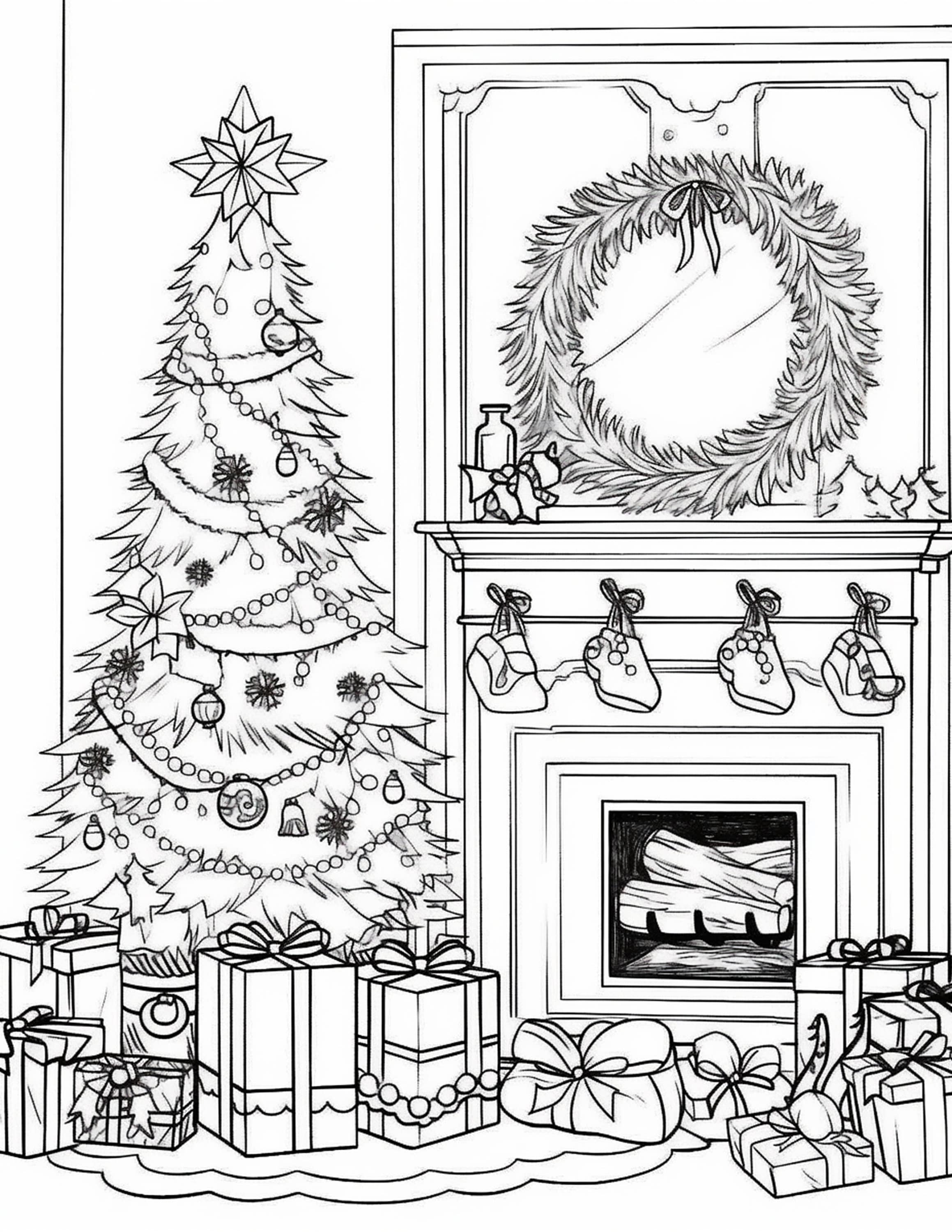 55-pages of Printable Christmas Scene Coloring Pages - Etsy