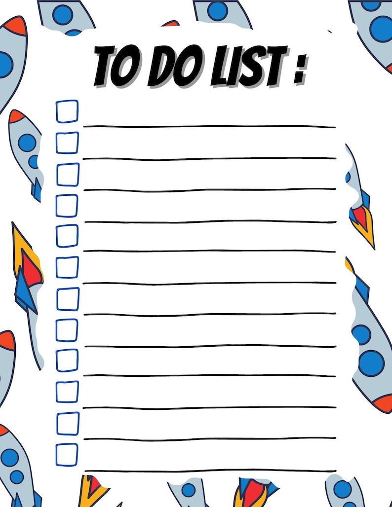 Simple Kids To do List Templates rocketship Dinosaur Princess Simple Kids To do List Templates rocketship Dinosaur Princess