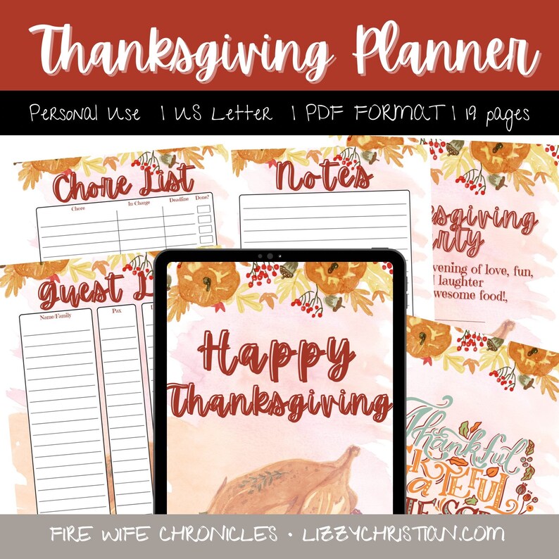 READY-TO-USE Thanksgiving Printable Planner Set image 1