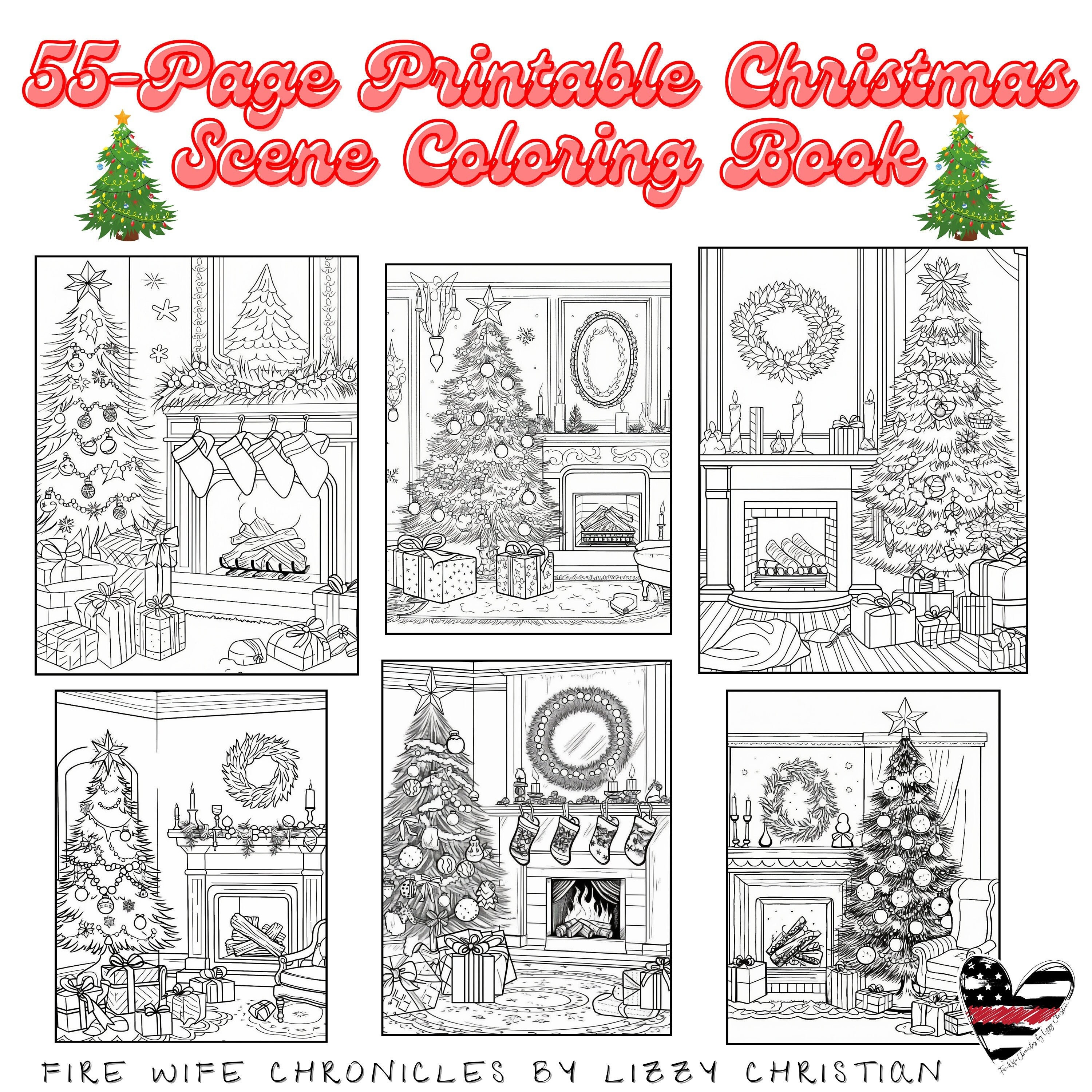 55-pages of printable christmas scene coloring pages - etsy canada