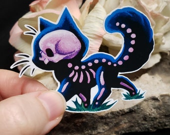 Black Cat Skellie Sticker: Waterproof sticker