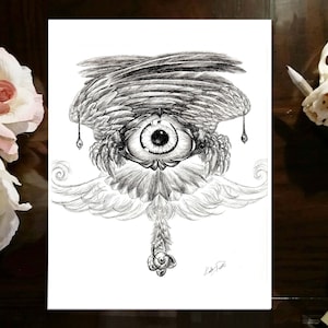 Bird Ink Drawing |Art Print| 8.5x11 or 5x7