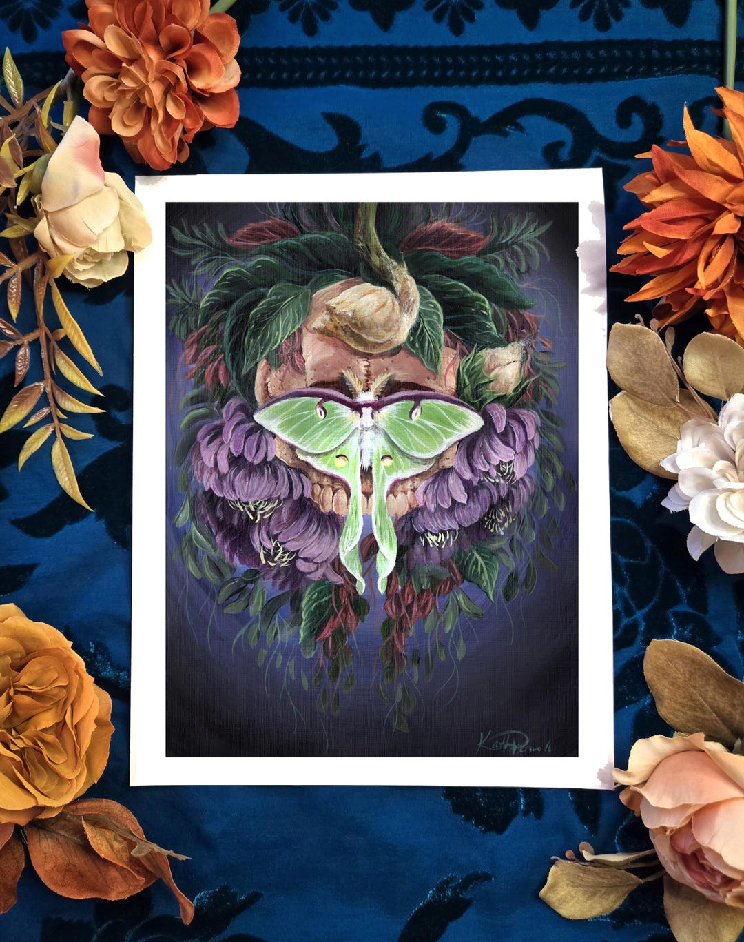 Luna Moth Night | Art Print | 8.5x11 | Gothic Art Style - Etsy