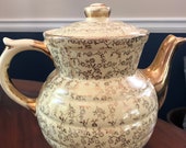 Vintage Buttery Yellow Enterprise Aluminum Drip o Lator Coffee Pot 22 kt gold trim