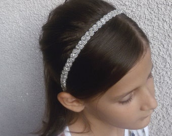 Flower Girl Headband - Crystal White Headband - Flower Girl Hairband - First Communion Headband - Flower Girl Headpiece - Wedding Headband