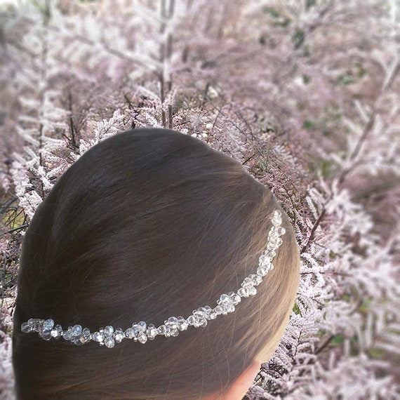 Flower Girl Hair Piece Crystal White Hair Vine Flower Girl Etsy