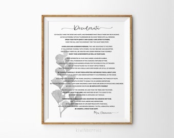 Art mural Desiderata - Impression d’art Desiderata - Noir et blanc - Poème Max Ehrmann - Impression Desiderata - Poème Desiderata - Art minimaliste