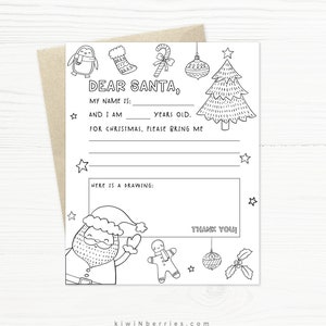 Lettera stampabile per Babbo Natale, Pagina da colorare, Cara stampa di Babbo Natale, Lettera di Babbo Natale stampabile, Biglietti occupati per Natale, Scarica digitale