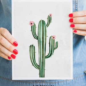 Kaktus Druck - Druckbare Kaktus Kunst - Botanische Drucke - Kaktus Poster - Aquarell Drucke - Kaktus Wandkunst - Digitale Kunst - Kaktus Blumen