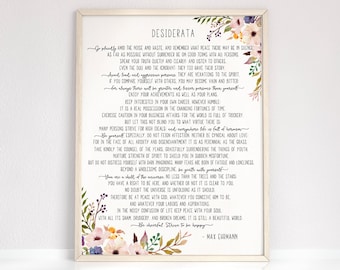 Desiderata print - Max Ehrmann poem - Desiderata poster - Desiderata printable - Literature Print - 11x14 16x20, Desiderata art print