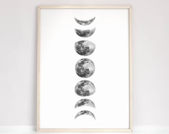 Moon Phase Art Print: Celestial Wall Decor (Digital Download)