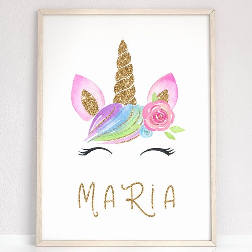 Personalized Unicorn Wall Art Unicorn Name Print Custom Etsy