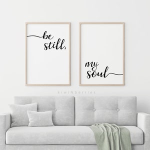 Be Still My Soul Print Be Still My Soul Poster Be still my soul printable Monochroom Typografie Tekstposter Zwart-wit afbeelding 2