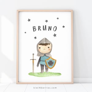Ritter Name Druck, Personalisierte JungenZimmer Dekor, Personalisierter Junge Name, Baby Junge Kinderzimmer, Ritter Poster, Druckbares Jungen Geschenk
