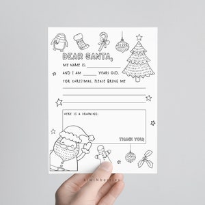 Lettera stampabile per Babbo Natale, Pagina da colorare, Cara stampa di Babbo Natale, Lettera di Babbo Natale stampabile, Biglietti occupati per Natale, Scarica digitale