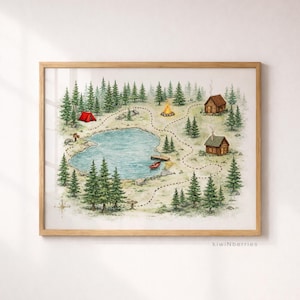 Campground map Print, Printable Camp site Poster, Kids Room Wall Art, Digital Download