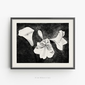 Moody Dark Flower Druck, Tusche unperfekte Wandkunst, Dunkles Dekor, druckbares Digitales, Dunkles Florales Poster, Vintage Zeichnung Druck