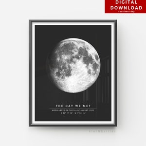 Personalised Gift, Custom moon print BLACK, Personalized moon phase print, Keepsake gift, Printable wedding gift, wall art, DIGITAL DOWNLOAD