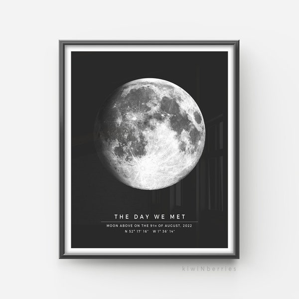 Personalised Gift, Custom moon print BLACK, Personalized moon phase print, Keepsake gift, Printable wedding gift, wall art, DIGITAL DOWNLOAD