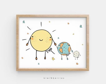 Boys Room Decor Solar System Print Printable Planets Etsy