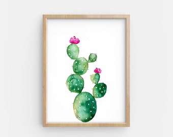 Cactus print - Printable cactus art - Botanical prints - Cactus poster - Watercolor prints - Cactus wall art - Digital art - Cactus flowers