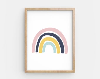 Nursery print rainbow, Rainbow nursery wall art, Rainbow print, Nursery wall art set, Bright fun cute, Neutral nursery decor, Gender neutral