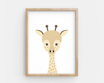 Giraffe print - Neutral nursery decor - Cute nursery wall art - Nursery art set - Baby boy nursery art - Printable nursery art - Hand drawn