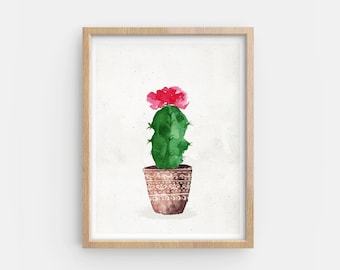 Watercolor Cactus Print: Rustic Botanical Wall Art (Digital Download)