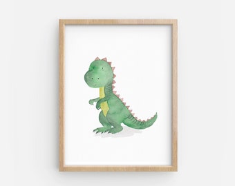 Dinosaur print - Boys nursery decor - Cute dinosaur prints - Watercolor print - Nursery decor - Printable boys gift - Jurassic room decor