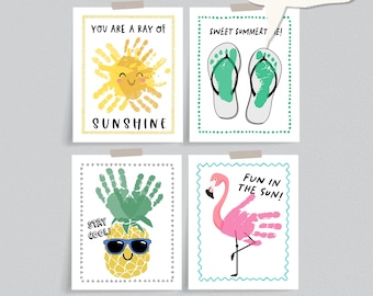 Summer Handprint Crafts: Kids Printable Activities (Set of 4)