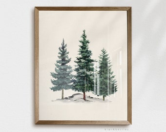 Evergreen Forest Print: Winter Pine Tree Poster (Digital Download)