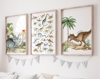 Dinosaur Alphabet Print: A to Z Dinosaurs, Kids Room Decor (Digital Art)