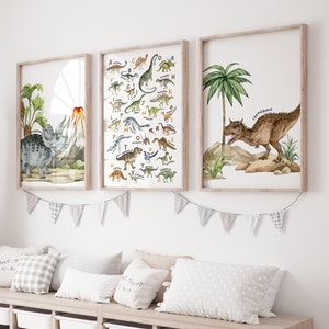 Dino Alphabet Poster, Druckbare Wandkunst für Kinder, Jungenzimmer Dekor, A bis Z Dinosaurier, Dinosaurier ABC Druck, Digitale Kunst für Kinder