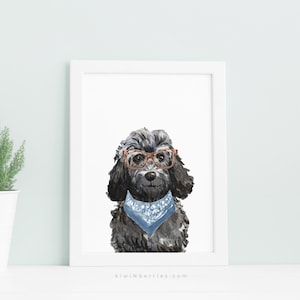 Black Cockapoo Dog print, Digital Printable, Fun Prints for Kids