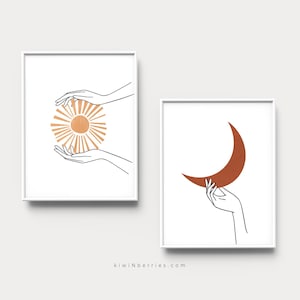 Line Drawing Print Celestial Line Art Line Hands Poster Etsy