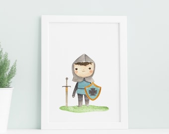 Boys room decor, Baby boy nursery wall art, Knight print, Knight wall art, Knight printables, Boys art, Printable boy gift, Knight and sword