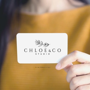 Botanisches Logo, schwarz weiß, Minimalistisches Design, Vorgefertigtes Logo-Design, Typography Logo - Cursives handgeschriebenes Logo - Einfaches Geschäftslogo
