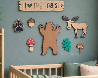 Woodland Nursery Laser Cut Files SVG | Forest Animal Bundle | Glowforge SVG | Baby Room Decor | LightBurn DXF Ai Eps
