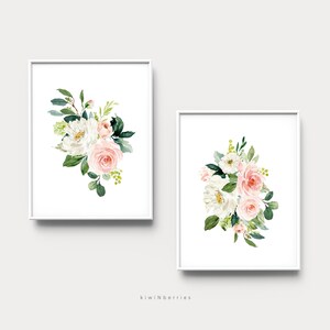 Farmhouse nursery decor, Blush pink florals, Pink flowers, Printable wall art, Baby girl nursery, Farmhouse decor, Baby shower gift