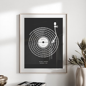 Personalized Song Lyrics Vinyl Record Print: Engagement Gift (Digital Download)
